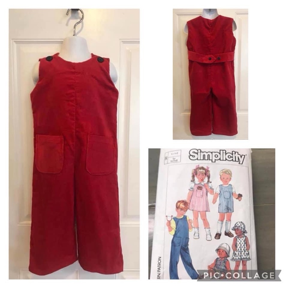 NWOT Custom Sewn size 2 Red corduroy Sleeveless jumper-vintage 1986 pattern